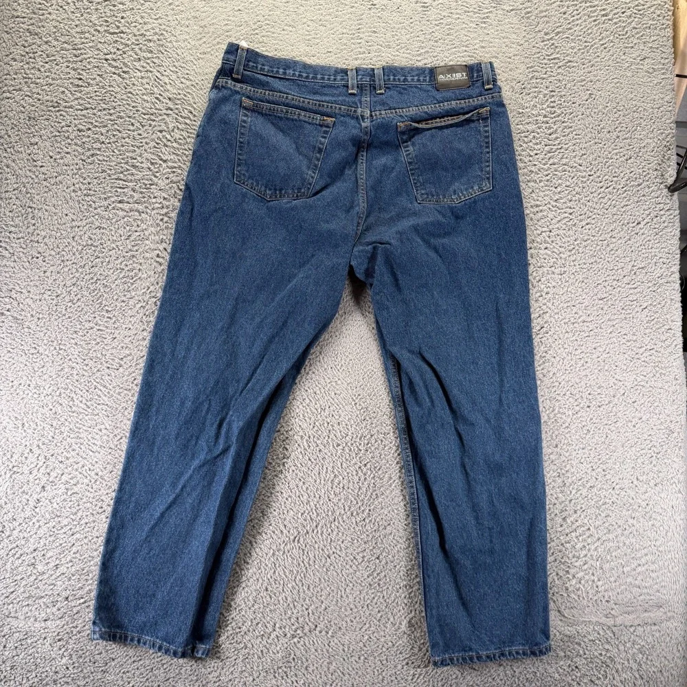 Vintage Axist Jeans Mens 40x29 Blue Cotton Denim Straight Leg Baggy Workwear